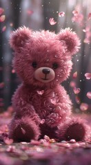 Fototapeta premium cute teddy bear with pink heart