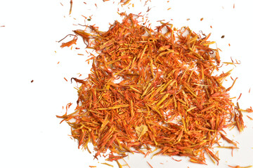 Fototapeta premium Ground saffron lies on a white background.
