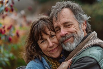 Fototapeta premium Middle-aged couple wearing eyeglasses. Beautiful simple AI generated image in 4K, unique.