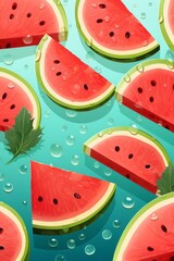 pattern of watermelon slices with soft colors