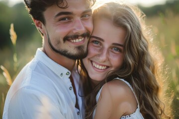 Obraz premium Middle-aged couple wearing eyeglasses. Beautiful simple AI generated image in 4K, unique.
