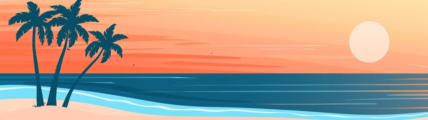 Obraz premium Serene Tropical Beach at Sunset