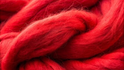 Red felting wool as background, closeup view