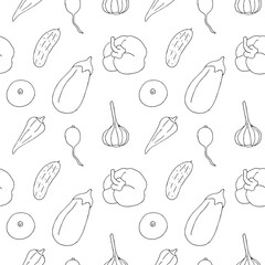 Vegetables seamless pattern vector illustration, hand drawing sketch