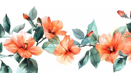 watercolor flowers. illustration of flowers, leaves and buds. Botanical composition for wedding or greeting card.
