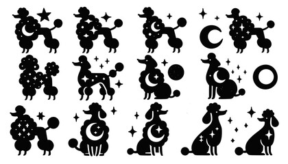 Celestial Poodle Silhouettes Vector Collection