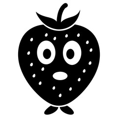 Fototapeta premium Sweet Strawberry Cartoon Vector Silhouette: Fun Fruit Illustrations