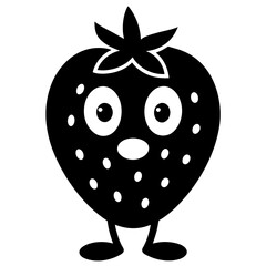 Fototapeta premium Sweet Strawberry Cartoon Vector Silhouette: Fun Fruit Illustrations