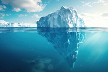 Huge iceberg with underwater view - Powered by Adobe