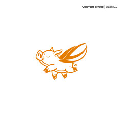 flying pig, character, mascot, logo, design, vector, illustration,