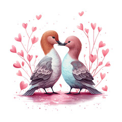 Valentine Kissing Birds Clipart