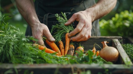 A Gardener Harvesting Fresh Carrots