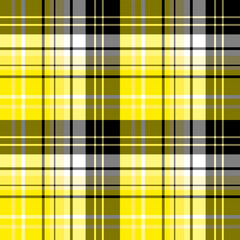 Seamless pattern in fantastic yellow, white and black colors for plaid, fabric, textile, clothes, tablecloth and other things. Vector image.
