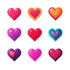 set of Heart icon isolated on transparent background.