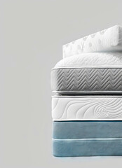 A stack of three mattresses on top of each other.