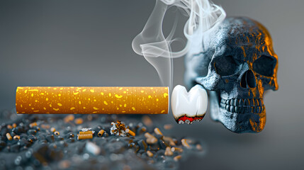Stop smoking, World no tobacco day. Smoking is harmful to human teeth. Resulting in organ damage and premature. Illustration.
