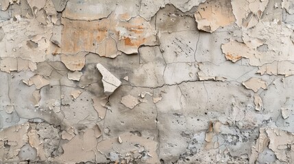 A wall with a lot of cracks and holes. The wall is white and has a lot of texture