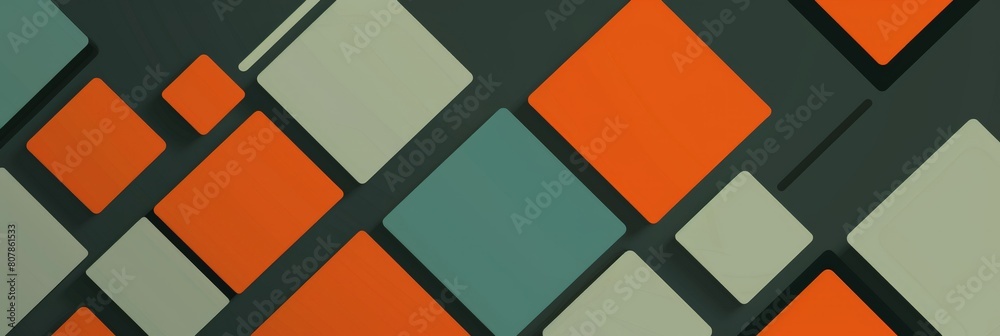 Poster Intricate geometric pattern in shades of orange and grey on a black background, creating a visually striking design