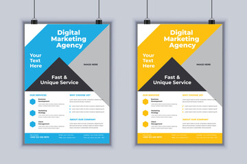Digital Marketing Agency Corporate Flyer Design Vector Template
