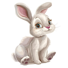 rabbit Easter bunny painting, watercolor, white background, isolated ,A happy little,generate AI