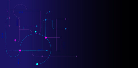 Obraz premium Vectors Abstract geometric with connected lines and dots. Digital communication technology concept background, Global network connection, social networking, big data visualization. 