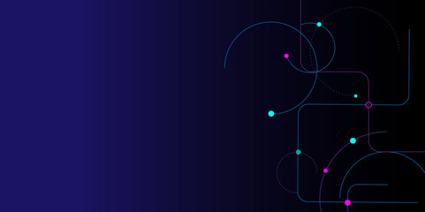 Vectors Abstract geometric with connected lines and dots. Digital communication technology concept background, Global network connection, social networking, big data visualization. 