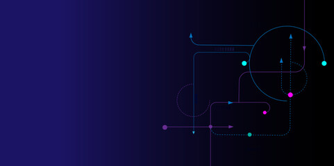 Vectors Abstract geometric with connected lines and dots. Digital communication technology concept background, Global network connection, social networking, big data visualization.