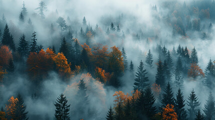 mystical autumn fog the forest