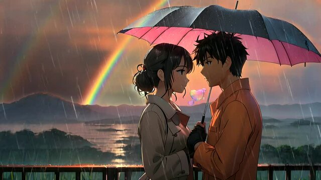 couple under umbrella