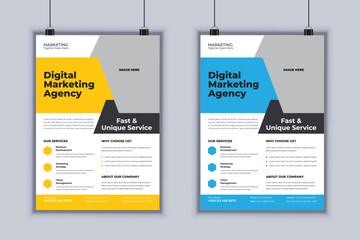 Digital Marketing Agency Corporate Flyer Design Vector Template
