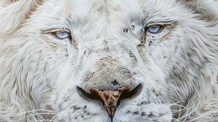 Stunning magical full face white lion