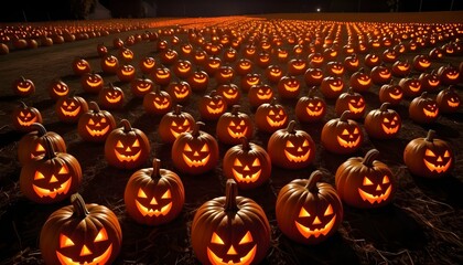 Create an image of a halloween pumpkin patch illum