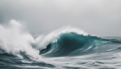Obraz premium big ocean wave, isolated white background