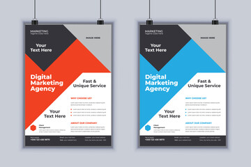 Digital Marketing Agency Corporate Flyer Design Vector Template
