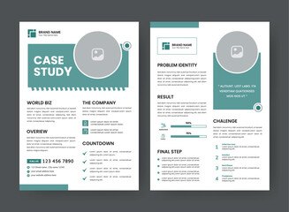 Case Study Layout Flyer. Minimalist Business Report with Simple Design. Sage Color Accent.