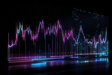 financial graph on dark background, 3d rendering abstract background