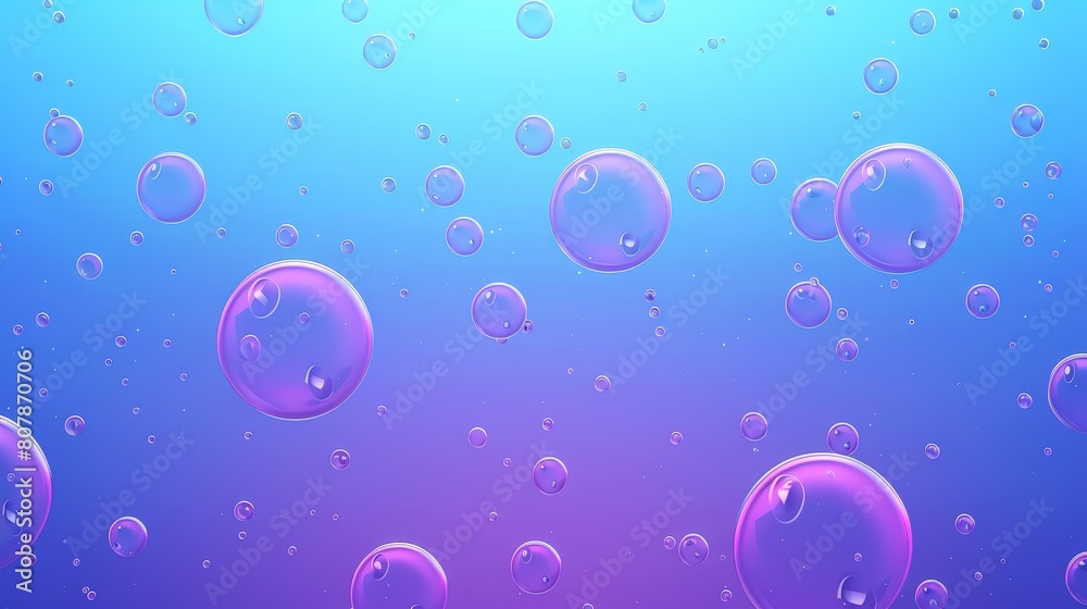 Aufkleber water bubbles of various sizes floating in a blue and purple background