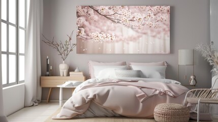 A beautiful canvas print of a cherry blossom tree in bloom. The perfect way to add a touch of spring to your home.