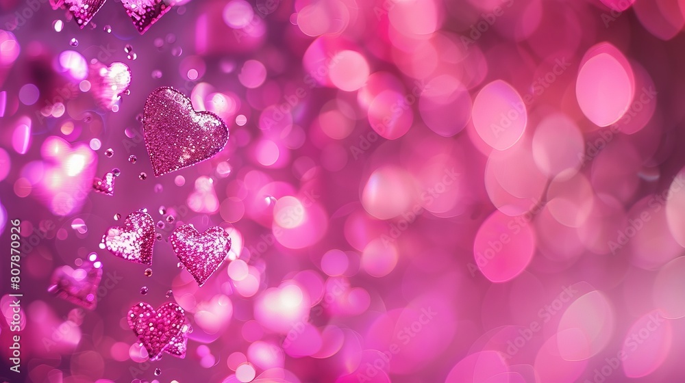 Aufkleber pink bokeh background with multiple hearts scattered throughout