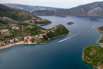 Aerial view of Vathi on the island of Ithaca