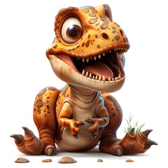 Cartoon Dinosaur Sitting With Mouth Open