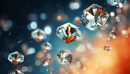 A bunch of diamonds are floating in the air