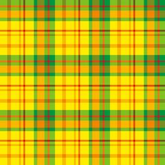 Seamless pattern in fantastic yellow, orange, green and red colors for plaid, fabric, textile, clothes, tablecloth and other things. Vector image.