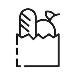 basket bread food line icon