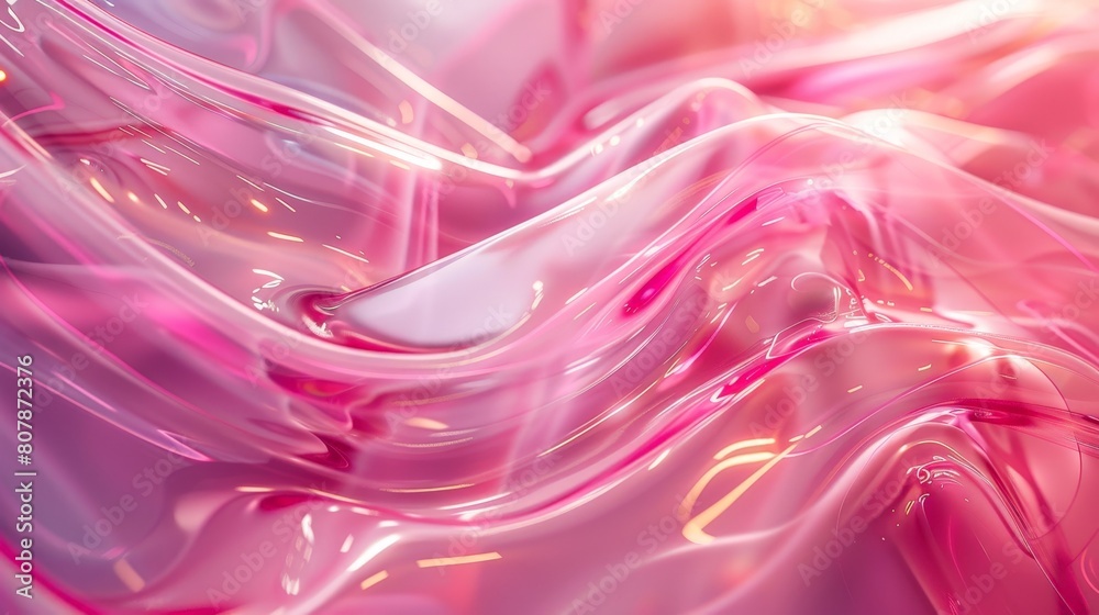 Wall mural A detailed view of a viscous pink liquid filling the frame, showcasing its vibrant color and texture