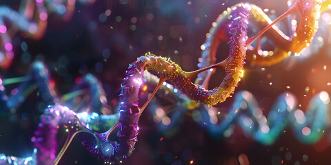 3D image of DNA macromolecule skeletal formula - molecular chemical structure of deoxyribonucleic acid