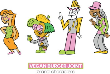 Vegan Burger bar characters 