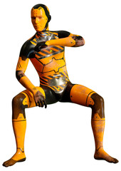 3D Rendering Male Robot on White