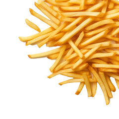 A pile of french fries on a white background