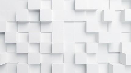 Modern Abstract 3D Geometric Pattern of White Cubes